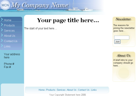 free html web site template