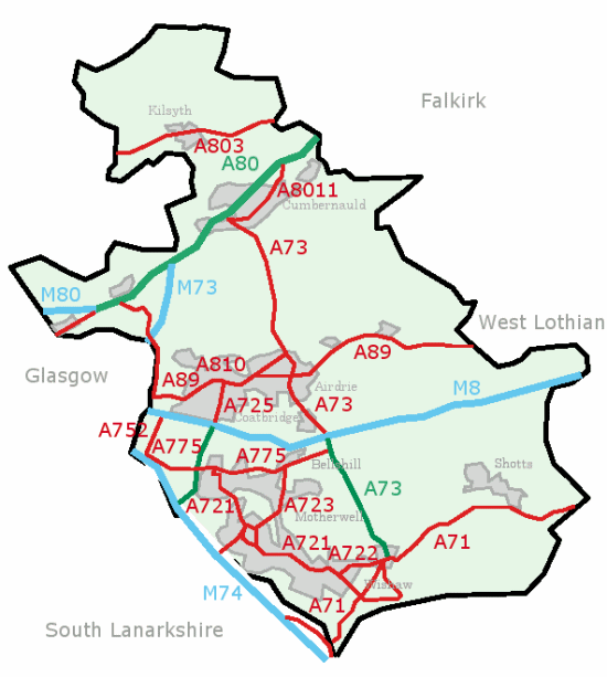 Map of North Lanarkshire