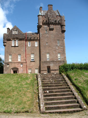 Picture of   A view of the side of Brodick Castle is shown on this page.