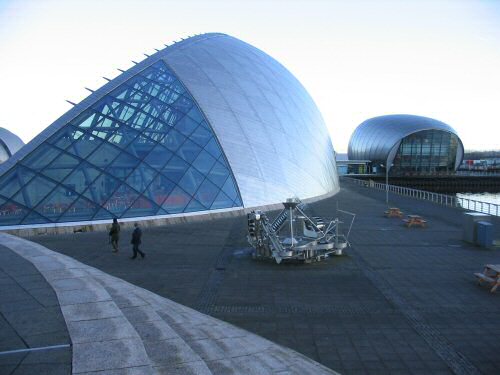 The back of the Glasgow Science Centre