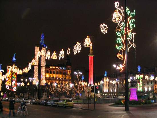 Glasgow George Square at night during Christmas 2005.