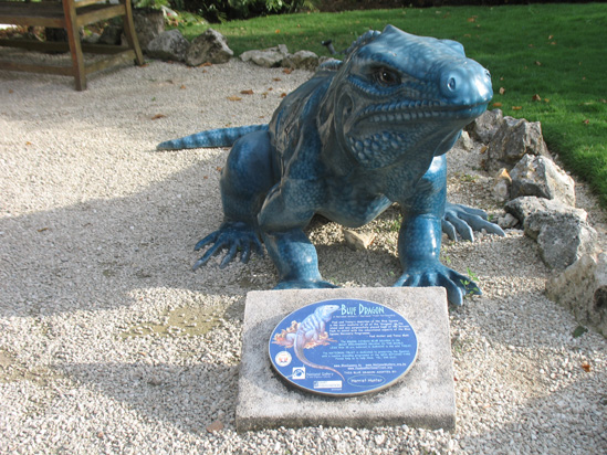 blue iguana statue in the visitors centre,Botanic Park cayman picture