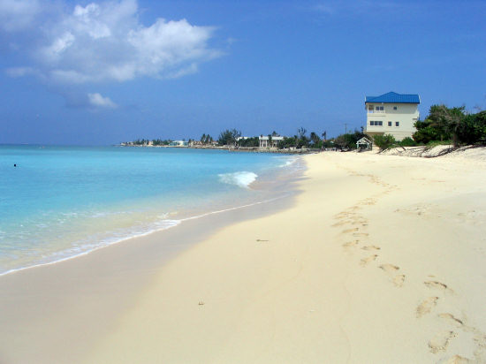 A picture of the beautiful sand beach at West Bay, Grand Cayman. 