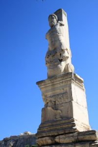 Stoa Of The Giants Odeion Of Agrippa With Acropolis at Ancient Agora - Athens, Greece