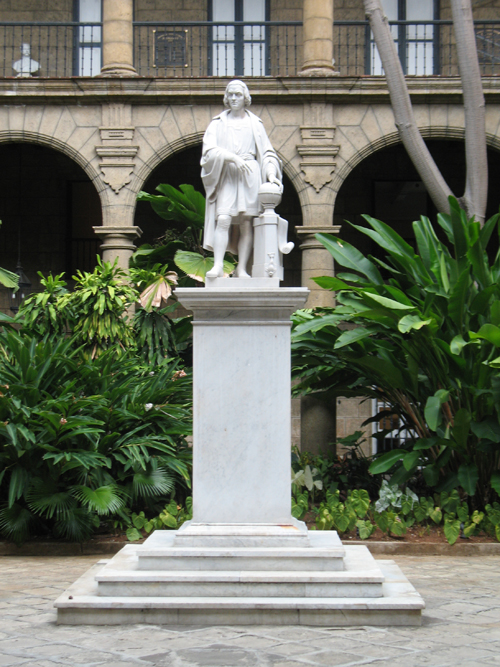 A picture of the statue of Christopher Columbus, Palacio de los Capitanes Generales, Havana, Cuba.