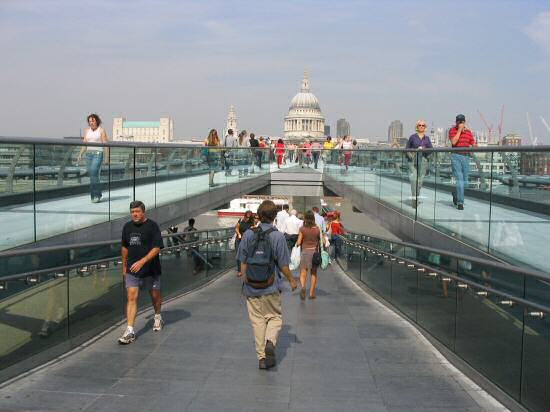 A picture of St Paul's Cathedral from the South end of the Millennium bridge.