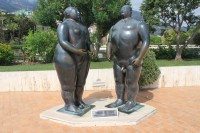   Adam And Eve Statue Behind Monaco Casino