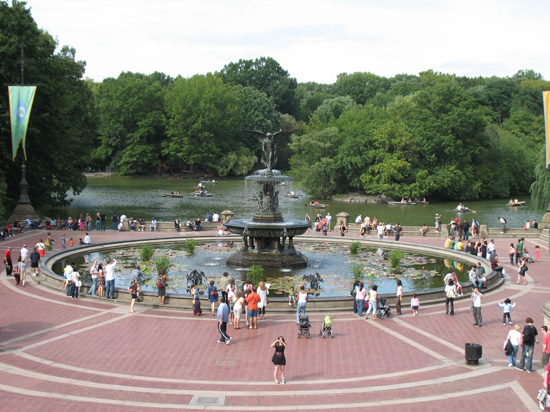 fountain in central park nyc. York, USA. A Wide View of