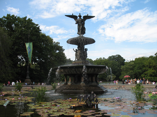 fountain in central park nyc. View of Bethesda Fountain and