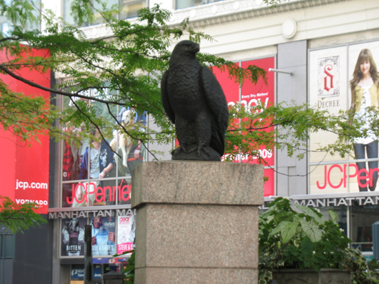 Picture of  The The Eagle Statue in Greeley Square, New York, USA is shown on this page.