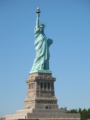 Picture of  The Statue of Liberty from the front, New York, USA is shown on this page.