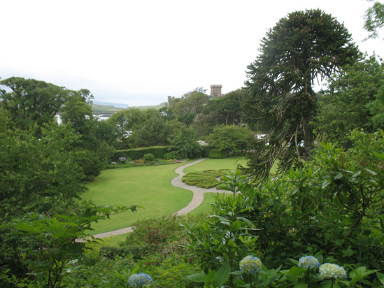 view over dunvagan castle gardens scotland picture